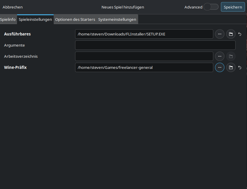 Lutris game configuration