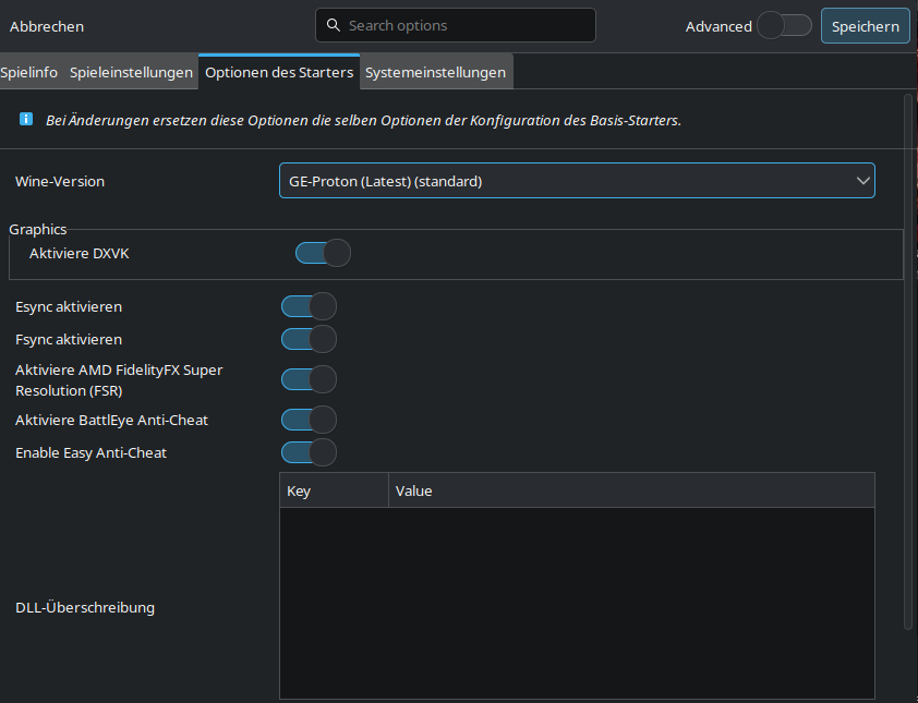 Lutris runner options and prefix path